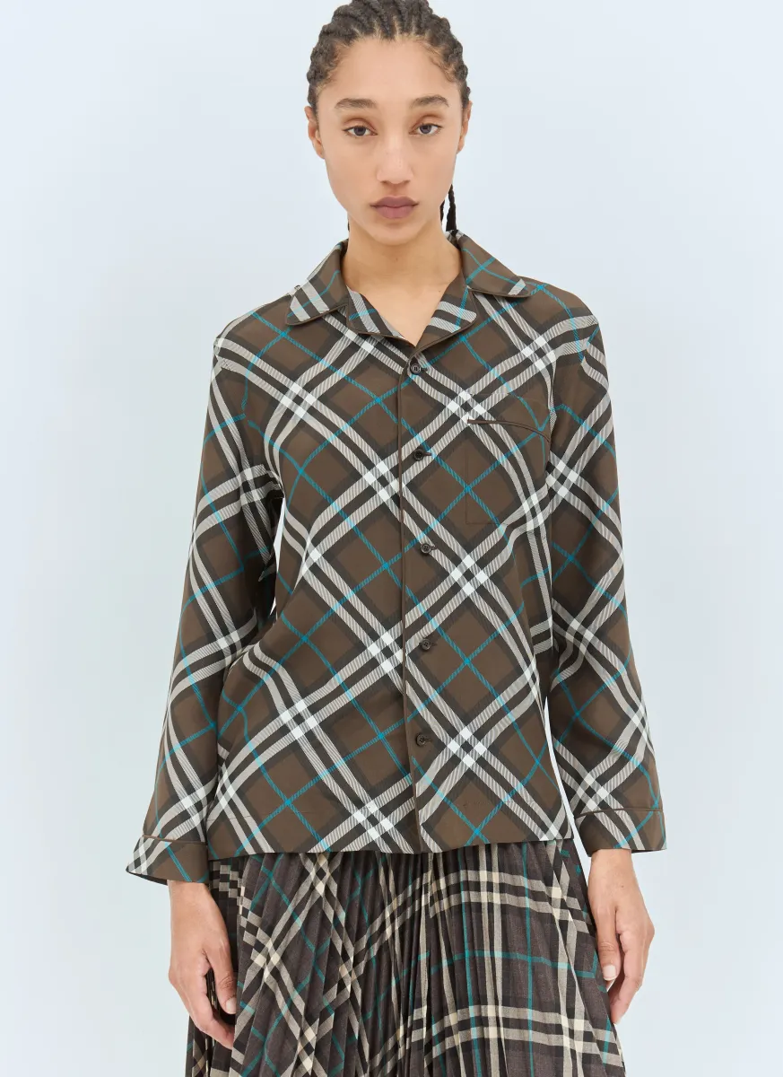 Check Silk Pyjama Shirt