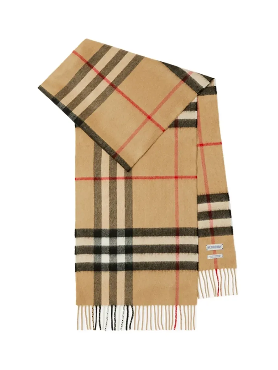 Women check scarf Archive beige