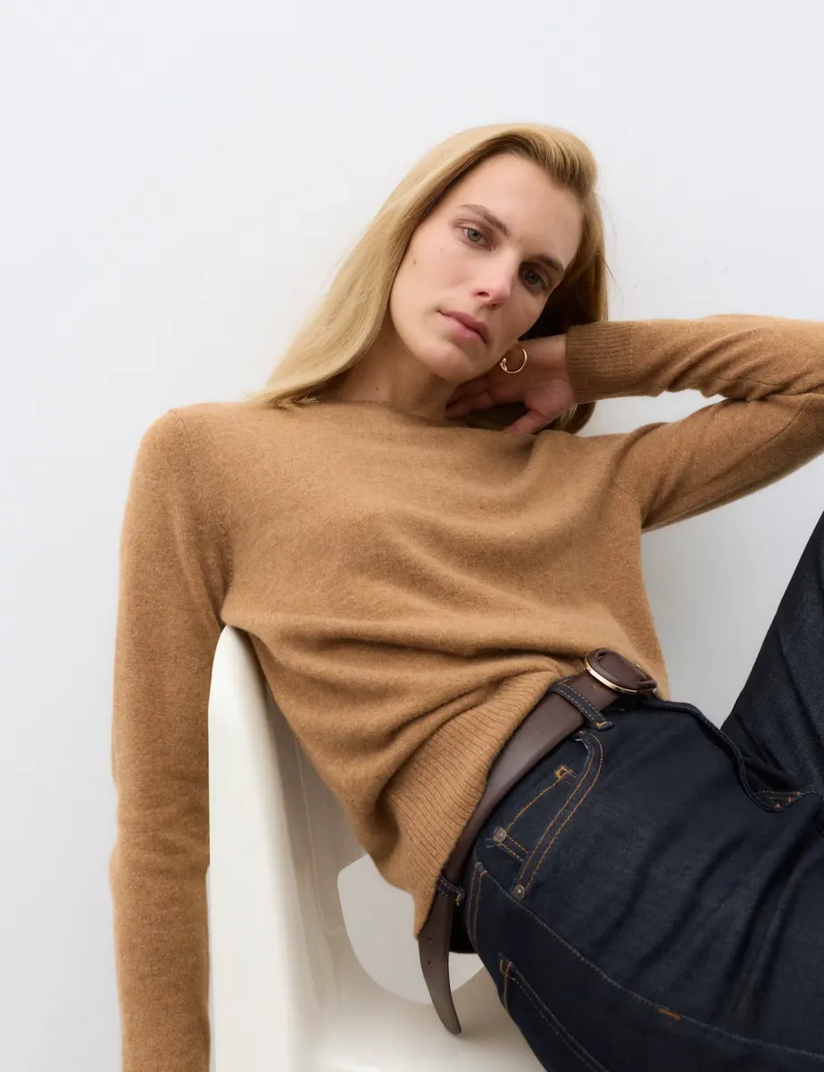 Pure Cashmere Crew Neck Jumper Caramel