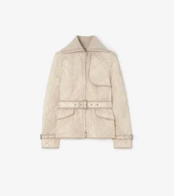 Micro Check-stitch Nylon Abbeydale Jacket in Stone beige