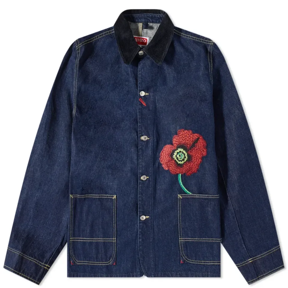 Embroidered Poppy Workwear Denim Jacket