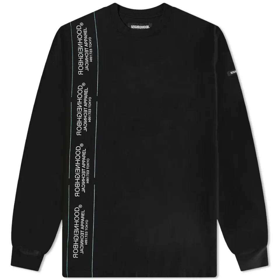 Long Sleeve Sign Tape Detail T-Shirt