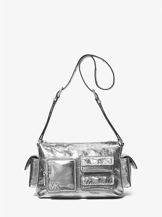 Dakota Medium Crackled Metallic Leather Shoulder Bag