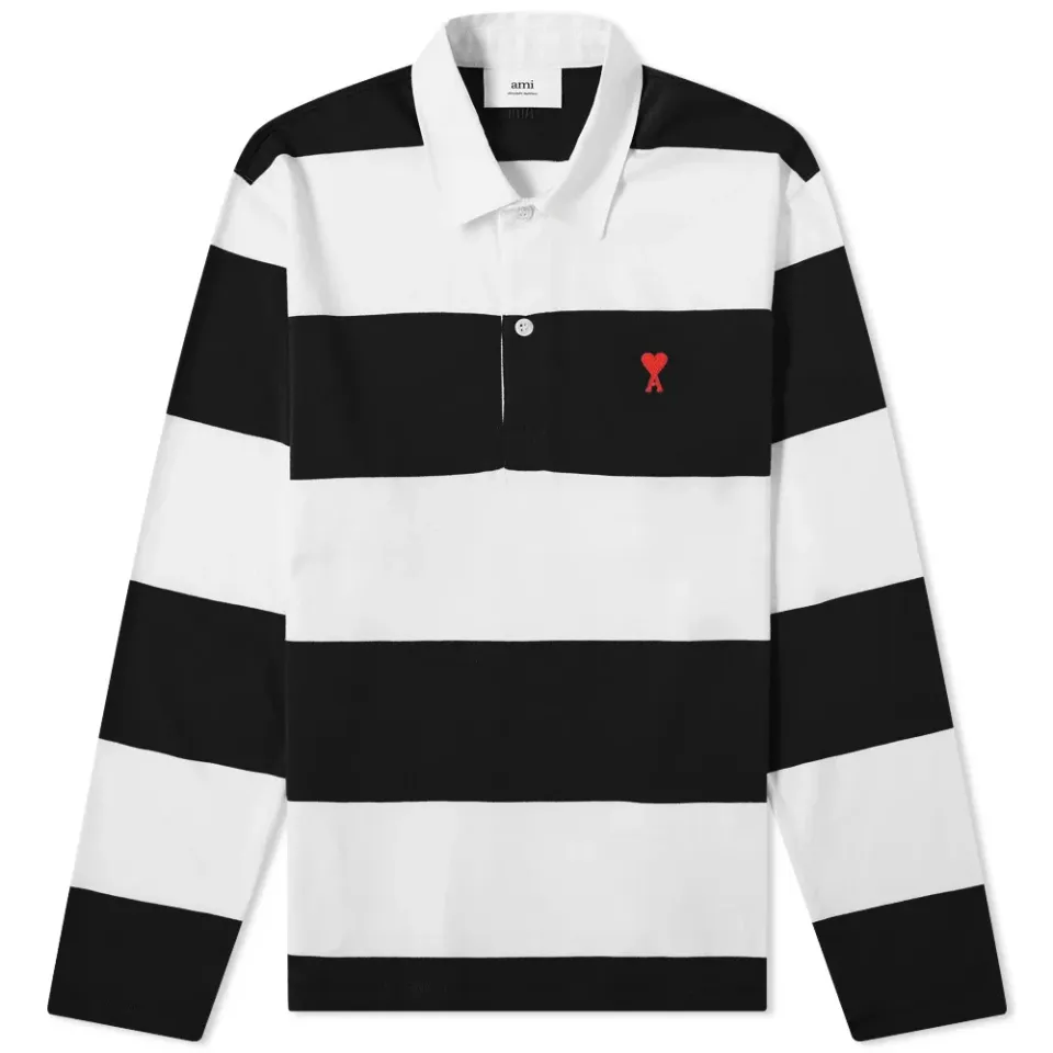 AMI Heart Striped Rugby Shirt