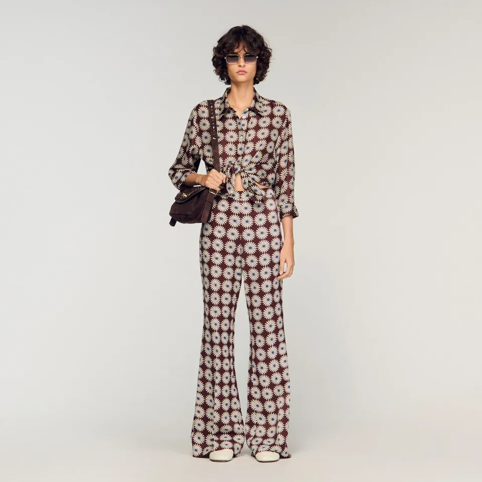 Floral print silk shirt