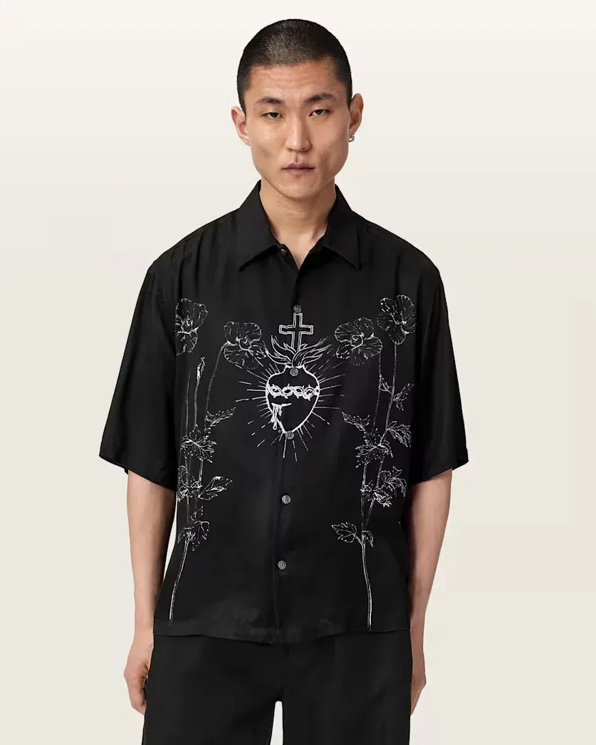 Fleur Oversized Short Sleeve Printed Shirt
