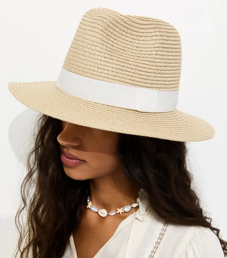 Tan Straw Fedora Hat