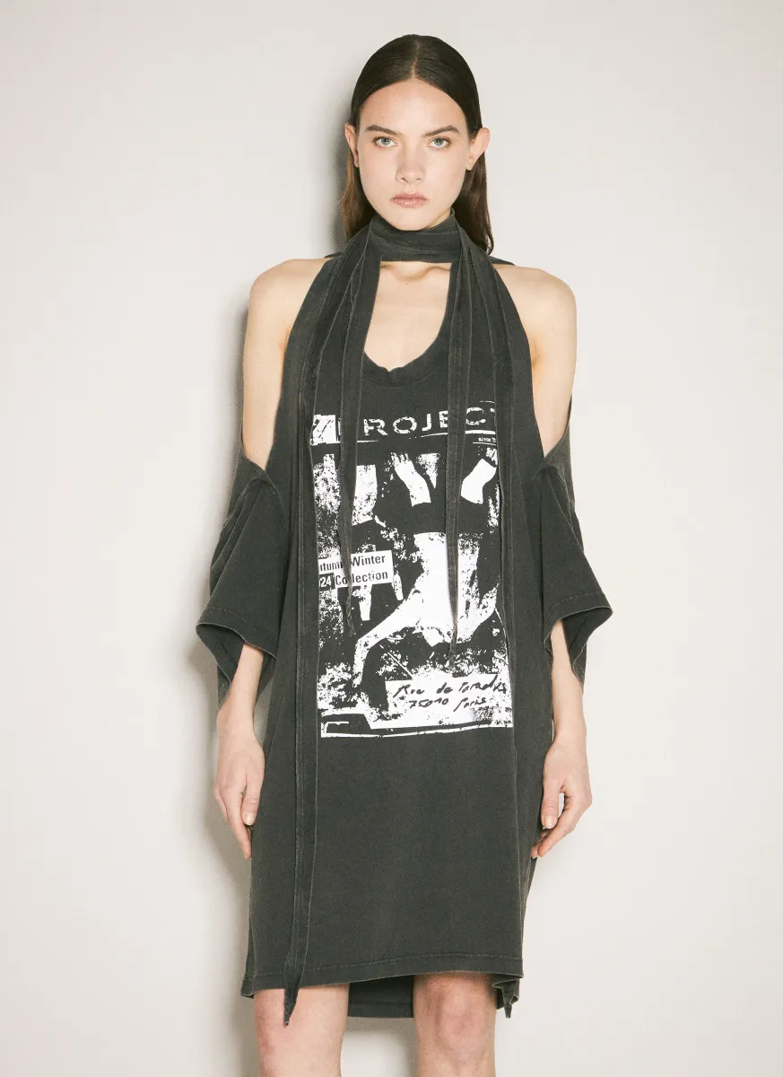 Multi-Scarf Rock Print Dress