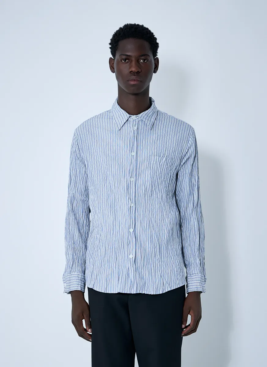 Cruched Cotton Stripe Shirt