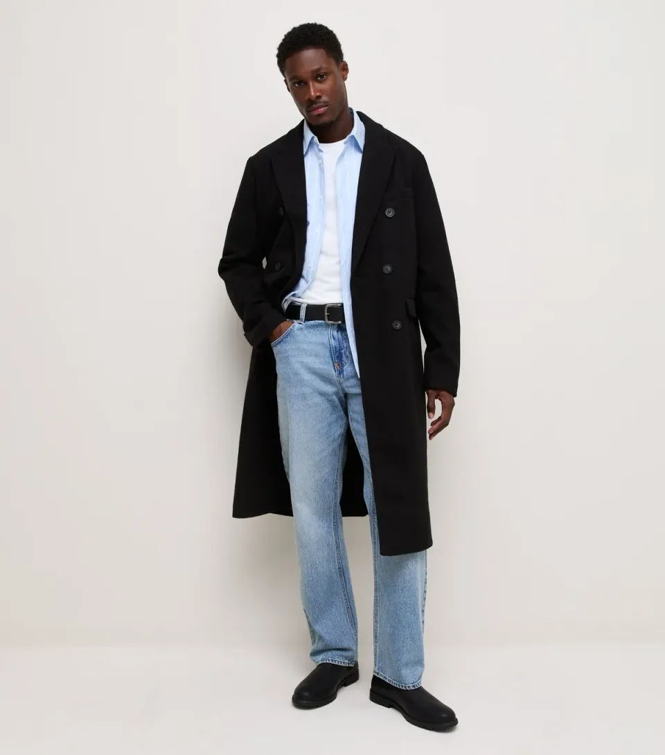 Men's Black Longline Tailored Coat