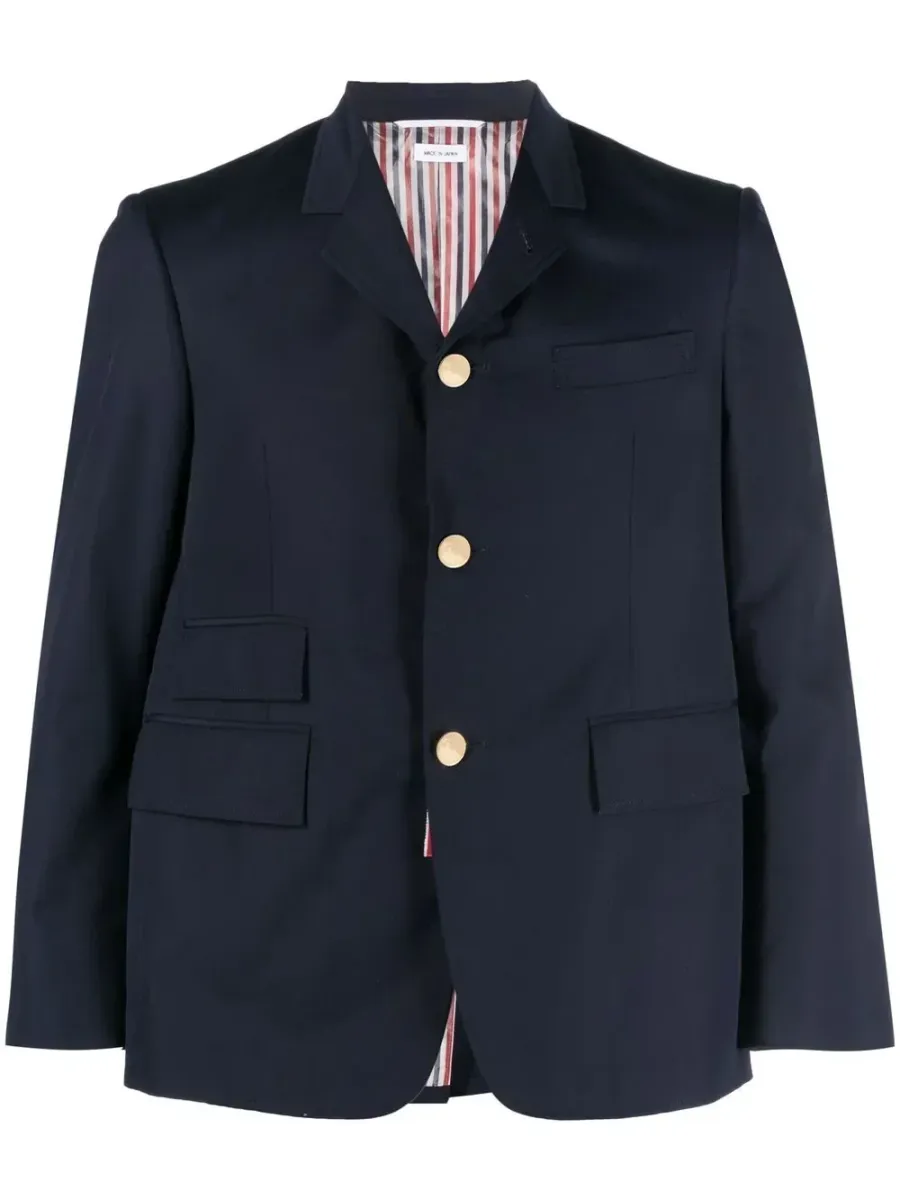 Men Cropped Sleeves Sport Coat Navy