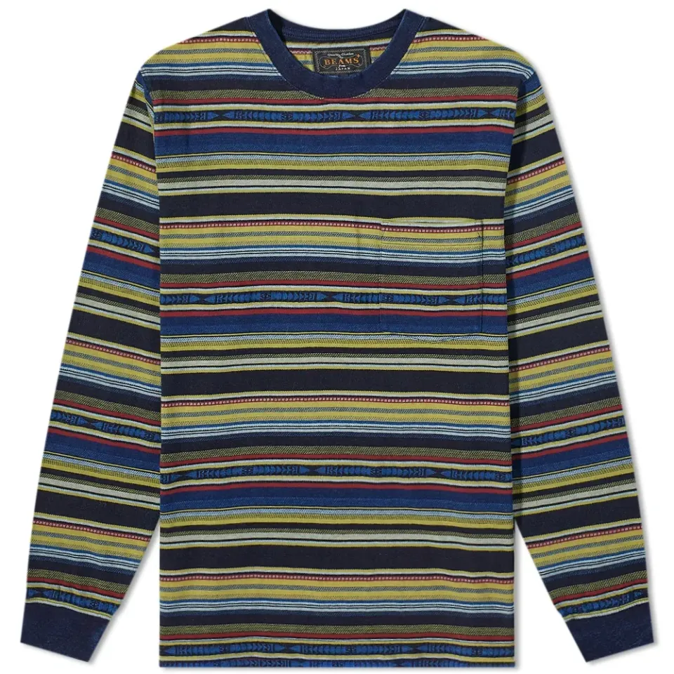 Long Sleeve Indigo Native Stripe T-Shirt