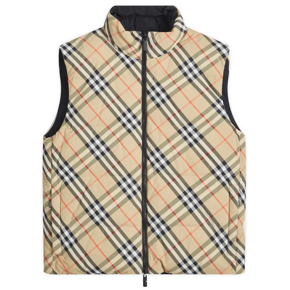 Nylon Check Puffer Gilet