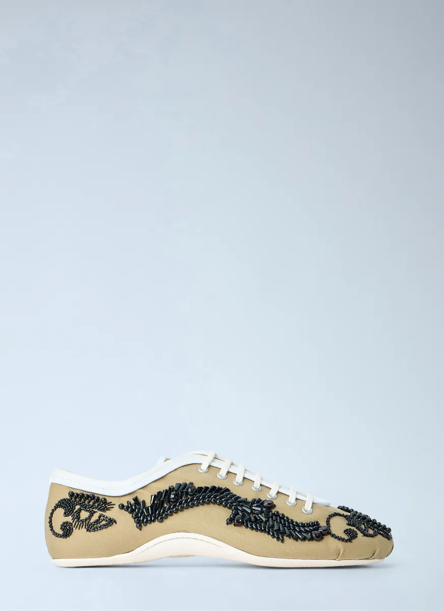 Embroidered Lace-Up Sneakers