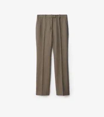 Mouliné Wool Tailored Trousers in Coffee brown melange