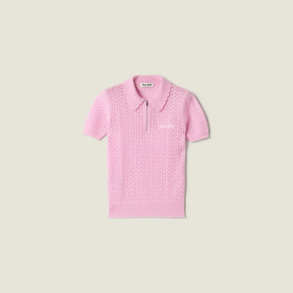 Cashmere and silk polo shirt