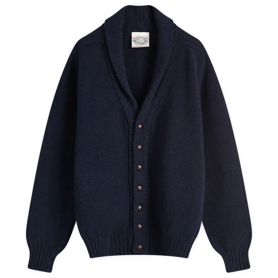 Jamieson's of Shetland Elbow Patch Shawl Collar Cardigan