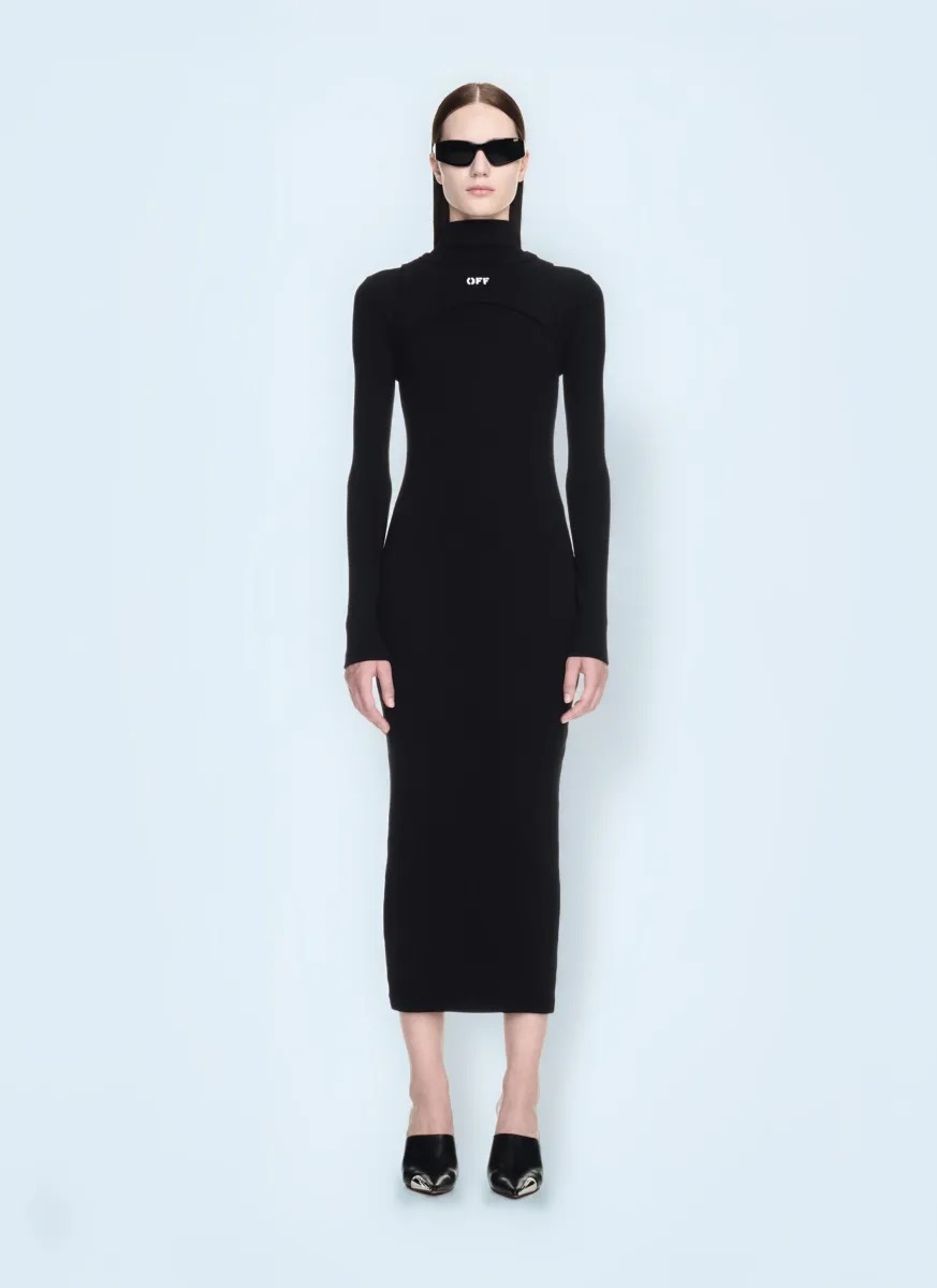 Off Stamp Ribbed Midi Dress