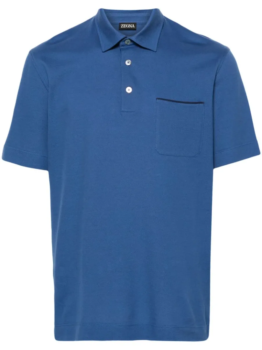 Men Pique Polo Shirt Cerulean Blue