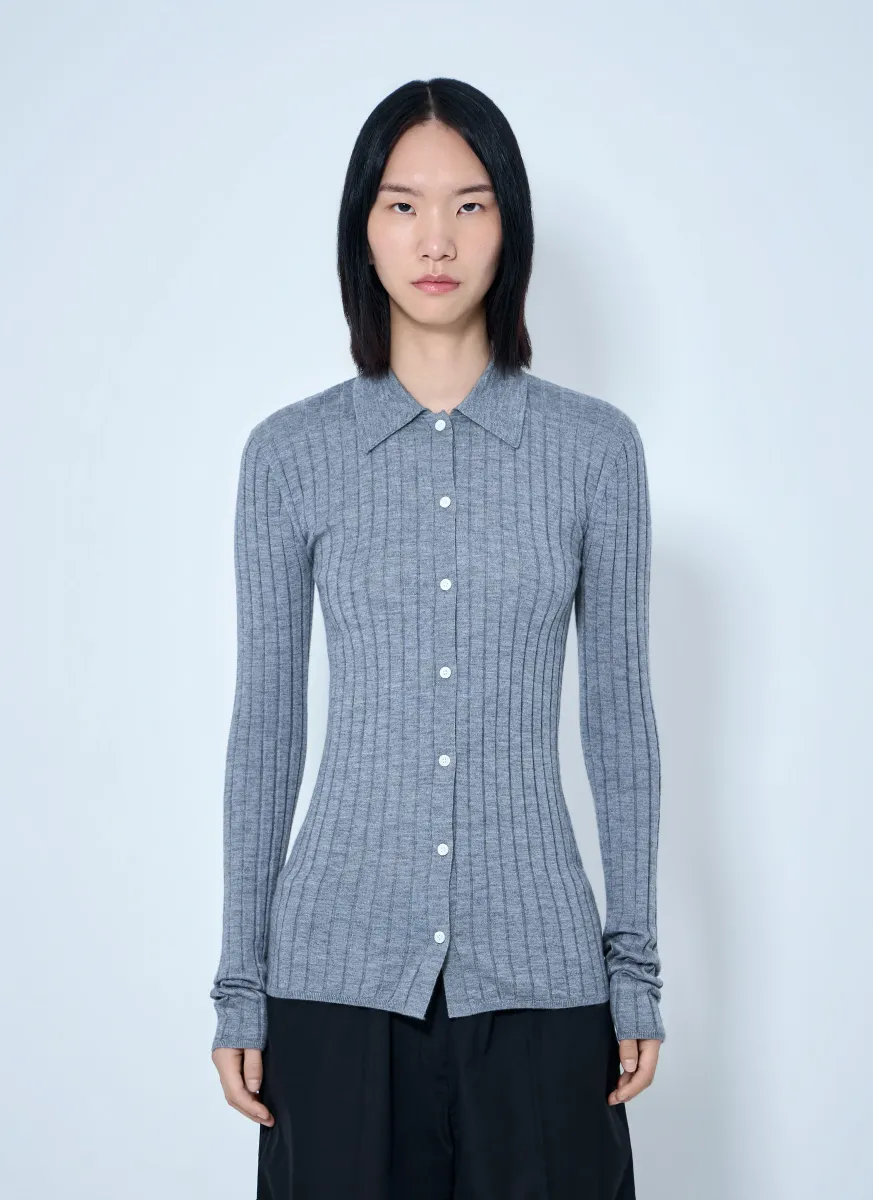 Slim Ribbed Cardigan