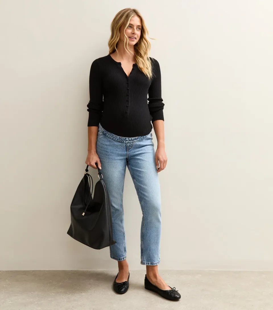Women's Maternity Light Blue Hannah Straight Leg Jeans