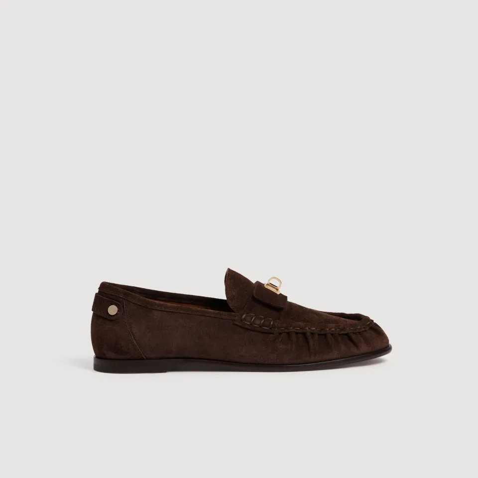 Suede loafers with clasp