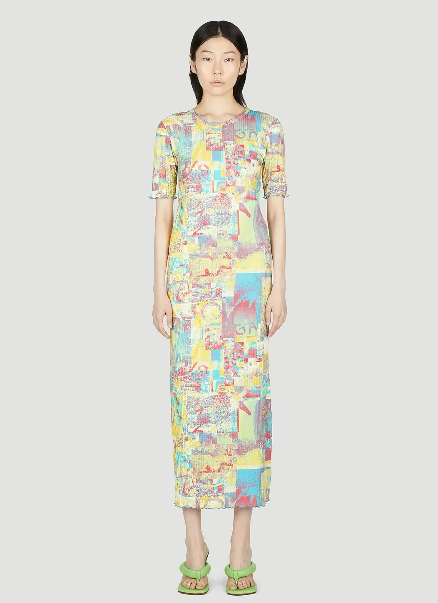 Printed Rib Jersey Maxi Dress