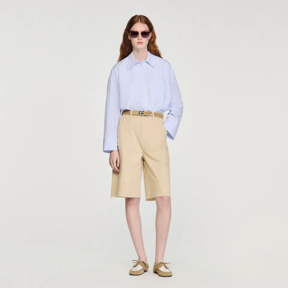 Cotton Bermudas with cutout flowers