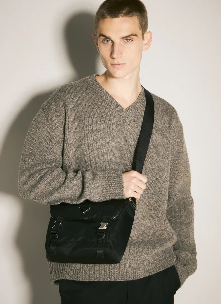 Re-Nylon and Saffiano Leather Shoulder Bag