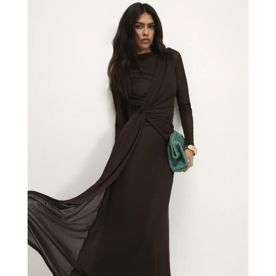 Sheer Drape Maxi Dress
