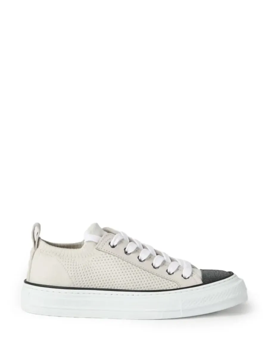 Cotton Knit Sneakers White