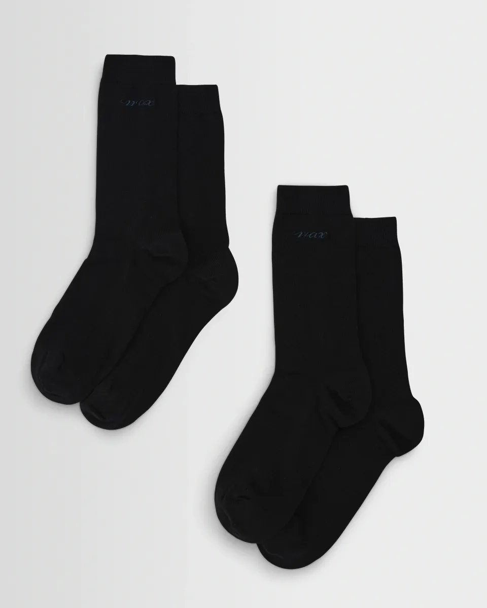 Derby - Black Embroidered Logo Socks X2 Multipack