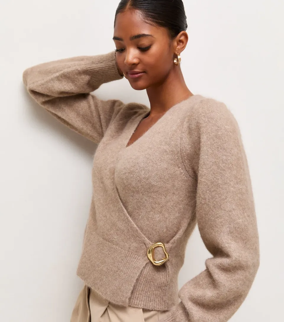 Women's Mink Knitted Buckle Wrap Jumper