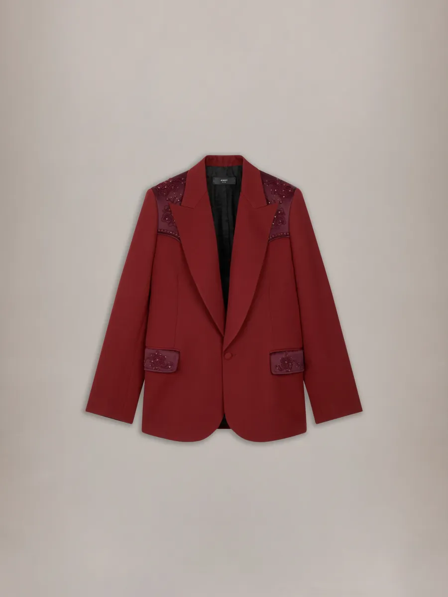 WESTERN SINGLE BREASTED STUDDED BLAZER - Brick