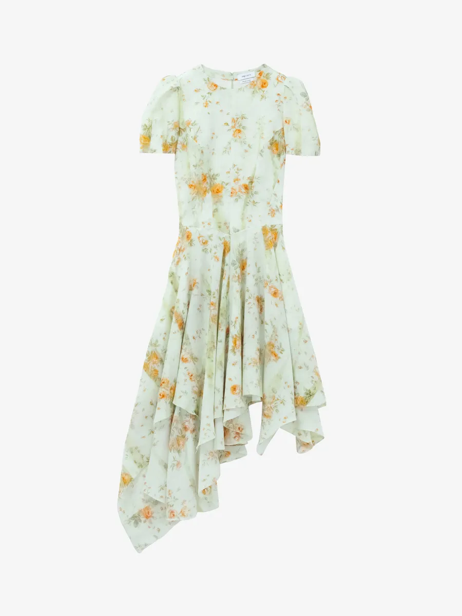 Silk Floral Print Dress