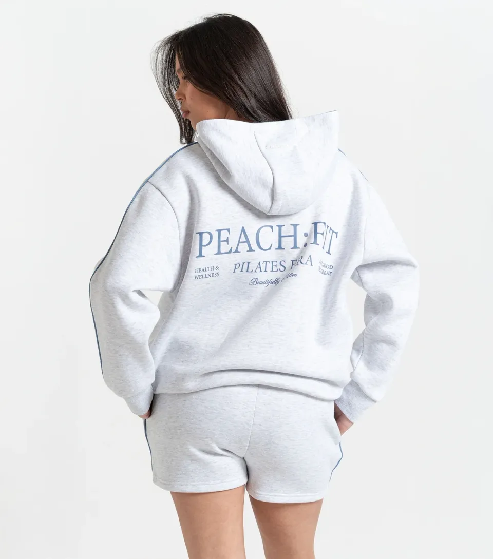 Women's Peach:Fit Grey Marl Sleeve Trim Heather Hoodie