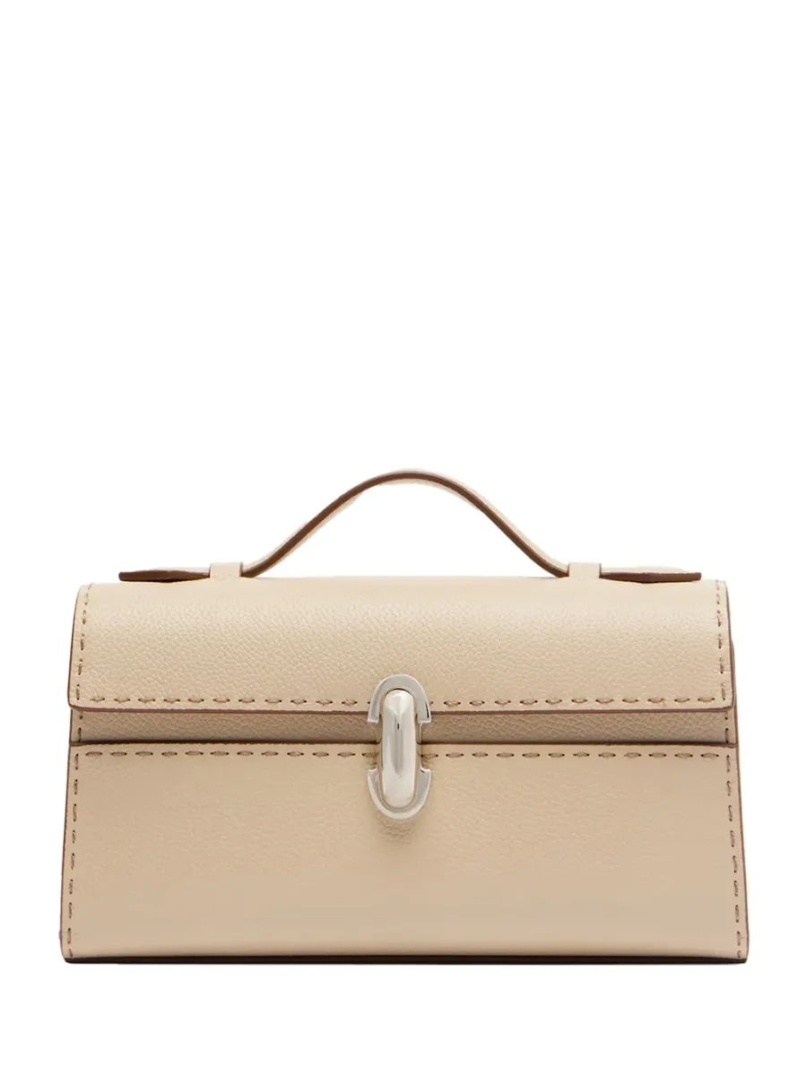 symmetry pochette in grained leather Bone Bag