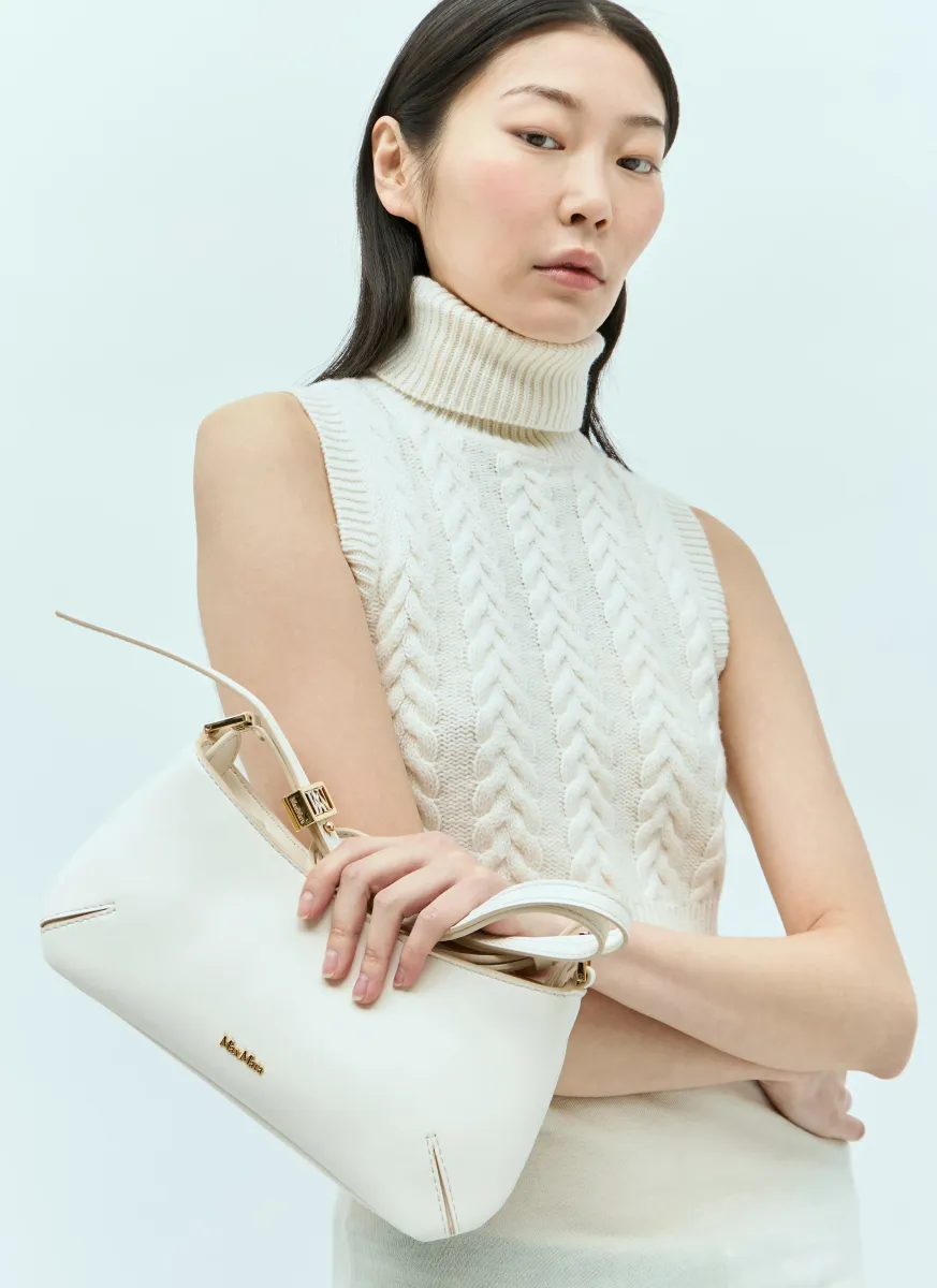 Leather Daisy Baguette Shoulder Bag