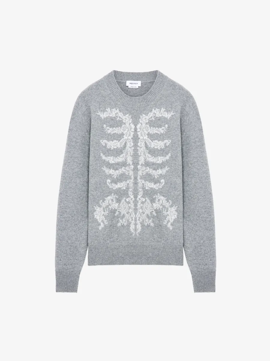 Lace Ribcage Embroidery Jumper