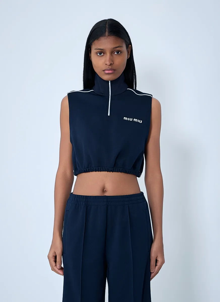 Sleeveless High-Neck Crop Top
