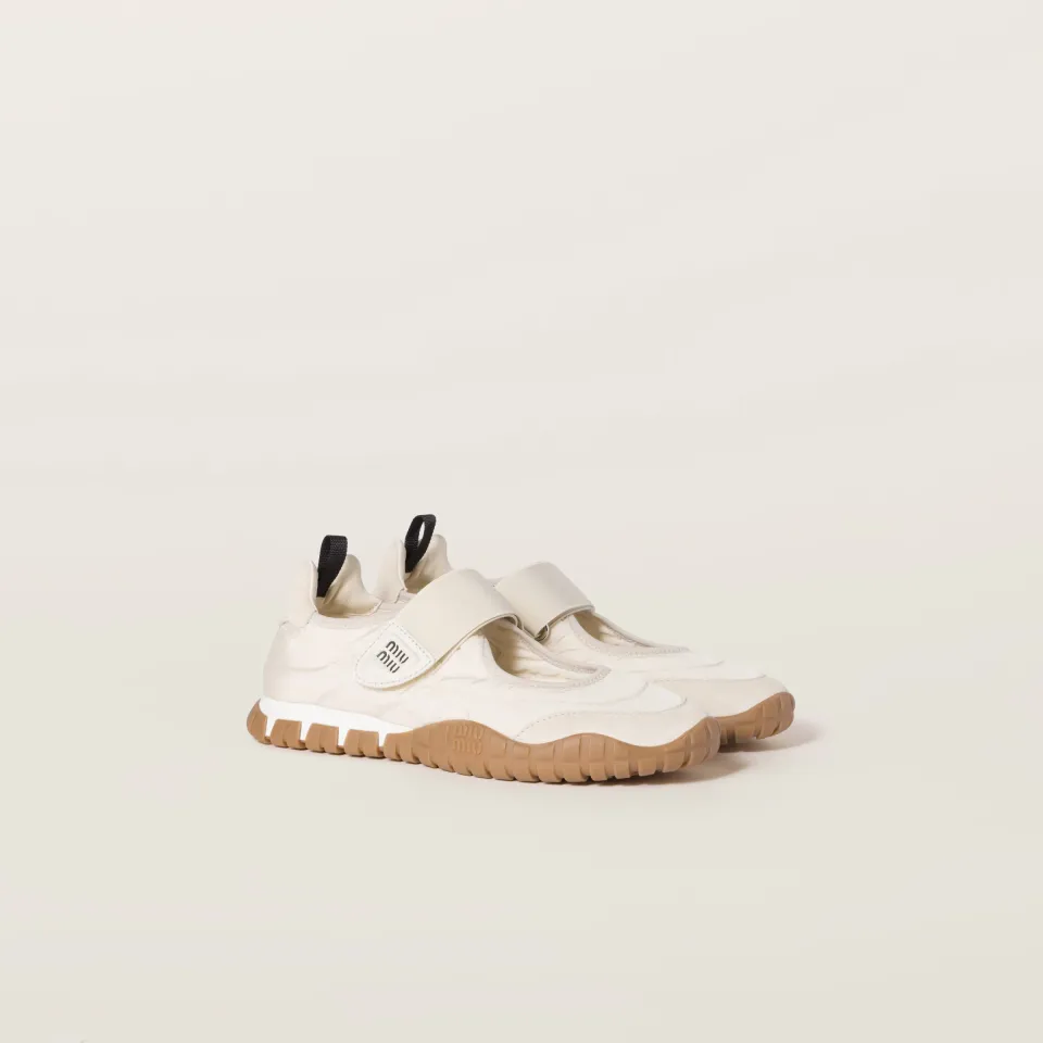 Tyre technical fabric and suede ballerinas