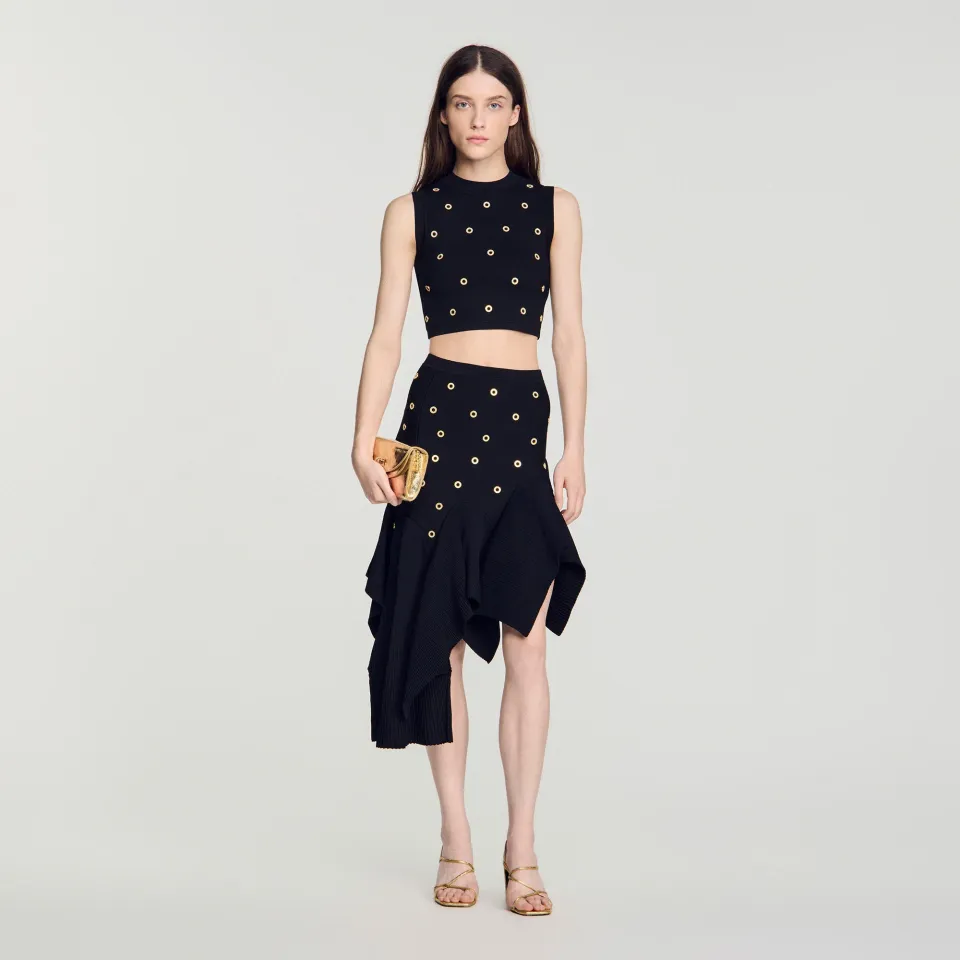 Studded knit skirt