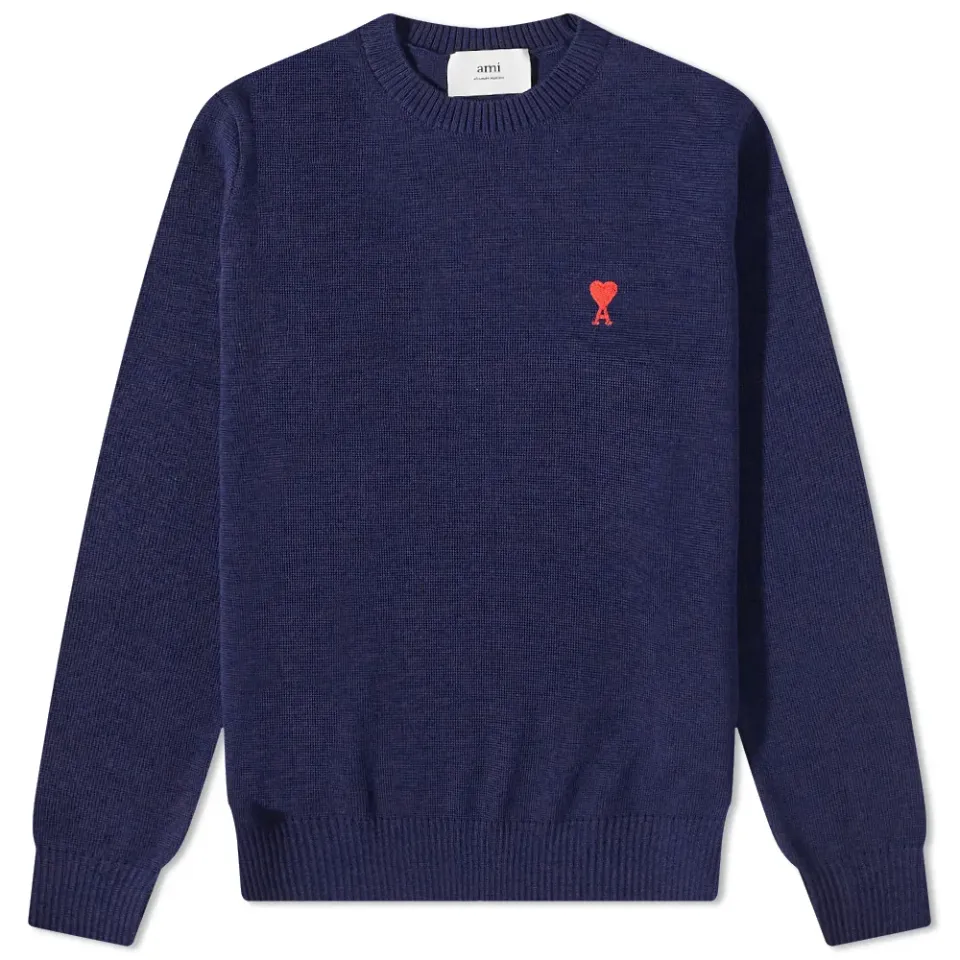 AMI Tonal Small A Heart Crew Knit