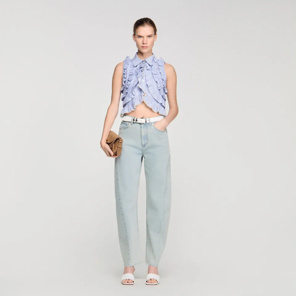 Striped ruffled shirt