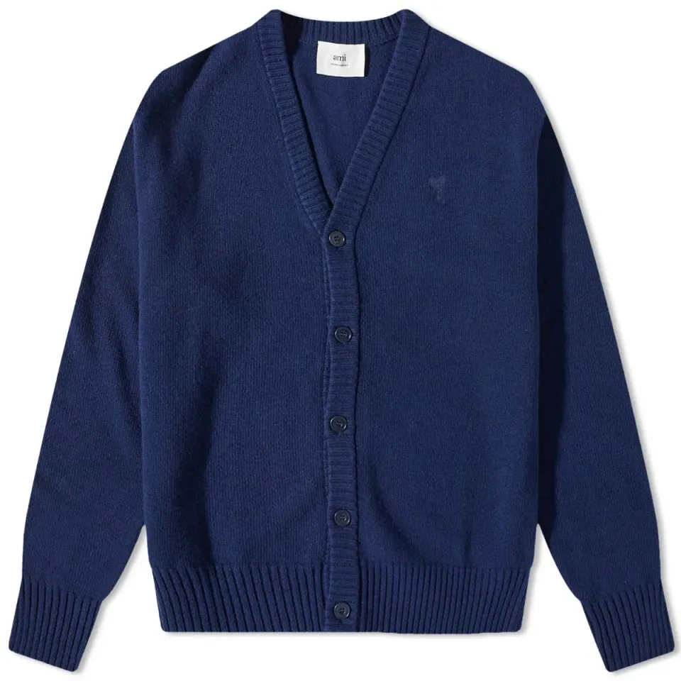 AMI Tonal Small Heart Cardigan