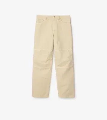 Cotton Canvas Workwear Trousers in Tundra white