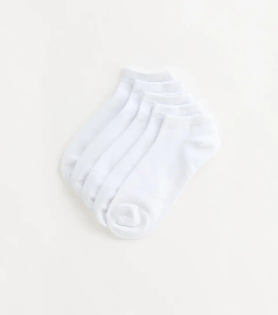 Men's Mens Pack Of 5 White Trainer Liner Socks