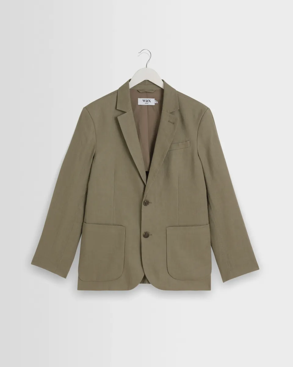 Fintry - Khaki Linen Single-Breasted Blazer