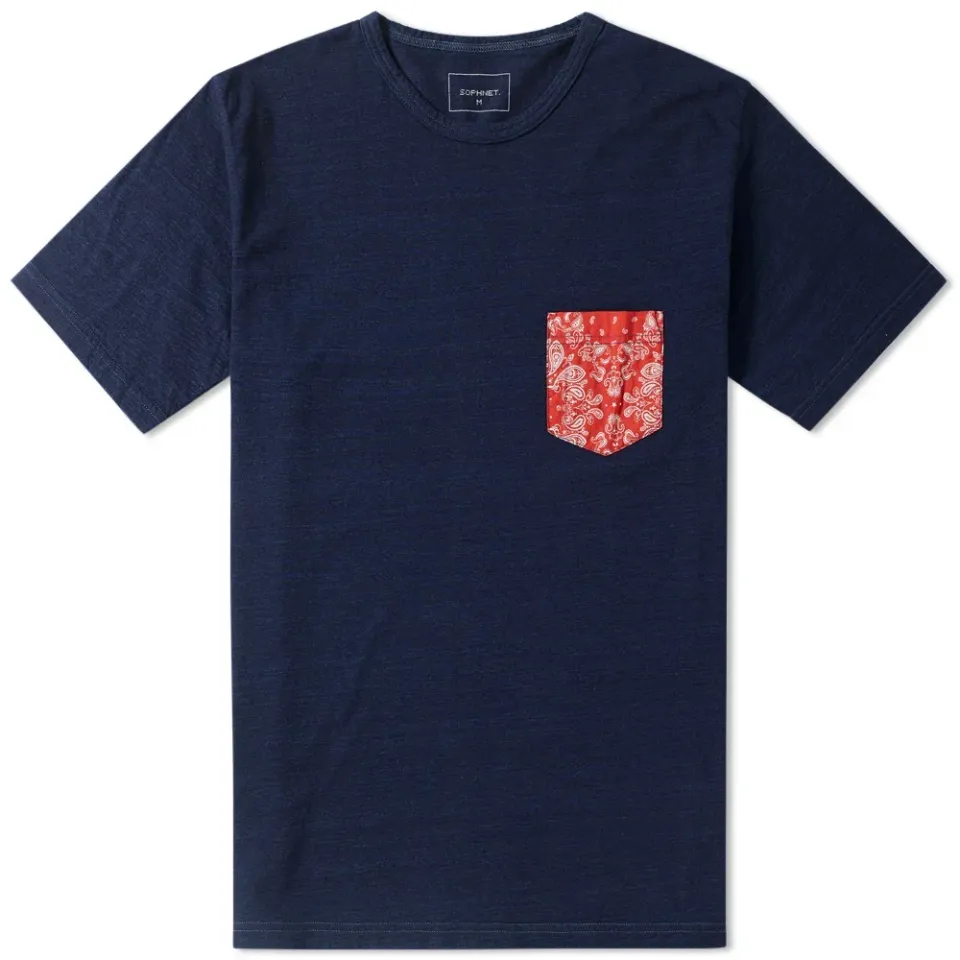 SOPHNET. Bandana Pocket Indigo Tee
