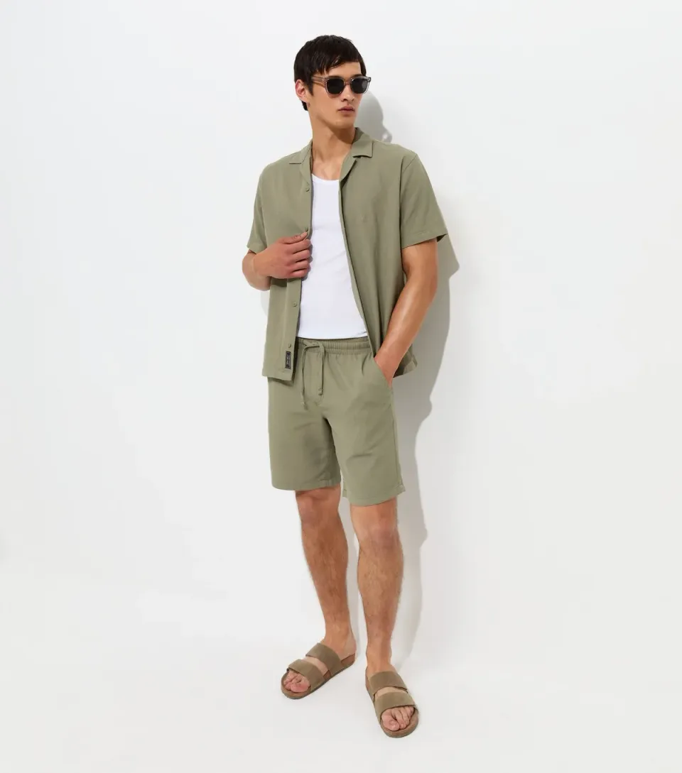 Men's Light Khaki Organic Cotton Waffle Shorts